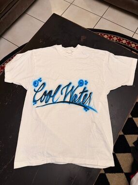 Vintage County Fair 90’s XL White 'Cool Water' Graphic Tee with Blue Airbrush